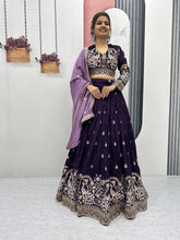 Marvelous Purple Vichitra Silk Embroidery Lehenga Choli